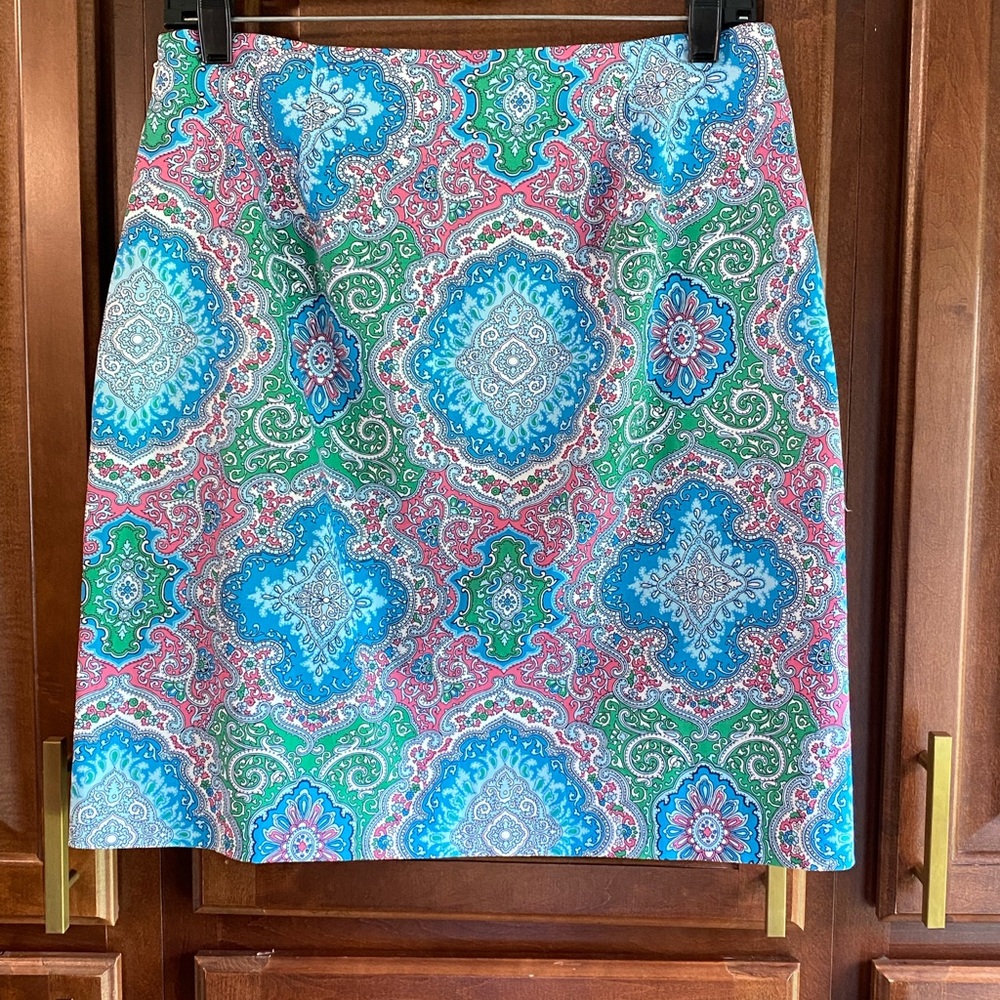 Talbots Blue, Pink and Green A-Line Mini Skirt Resort Wear Women's Size 4 - Picture 2 of 7